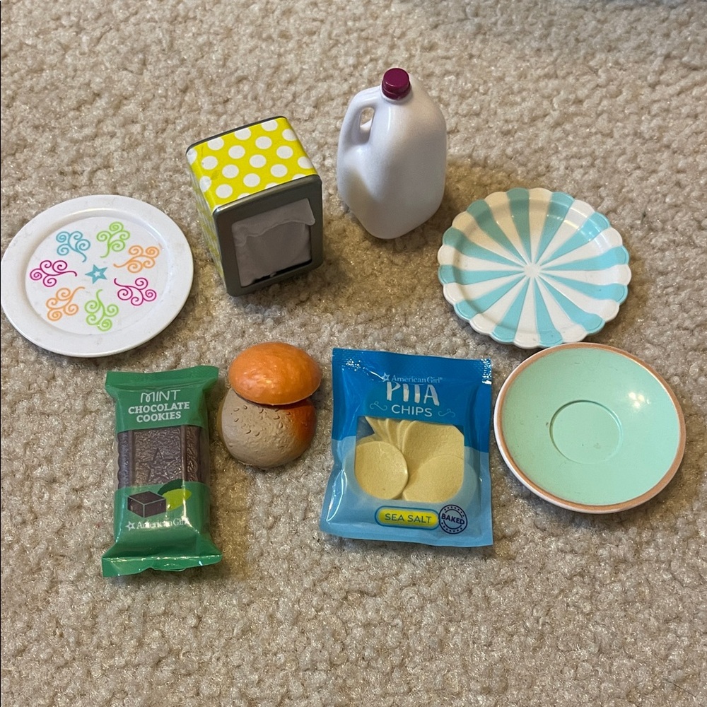 Various Food Accessories from American Girl and Our Generation doll sets